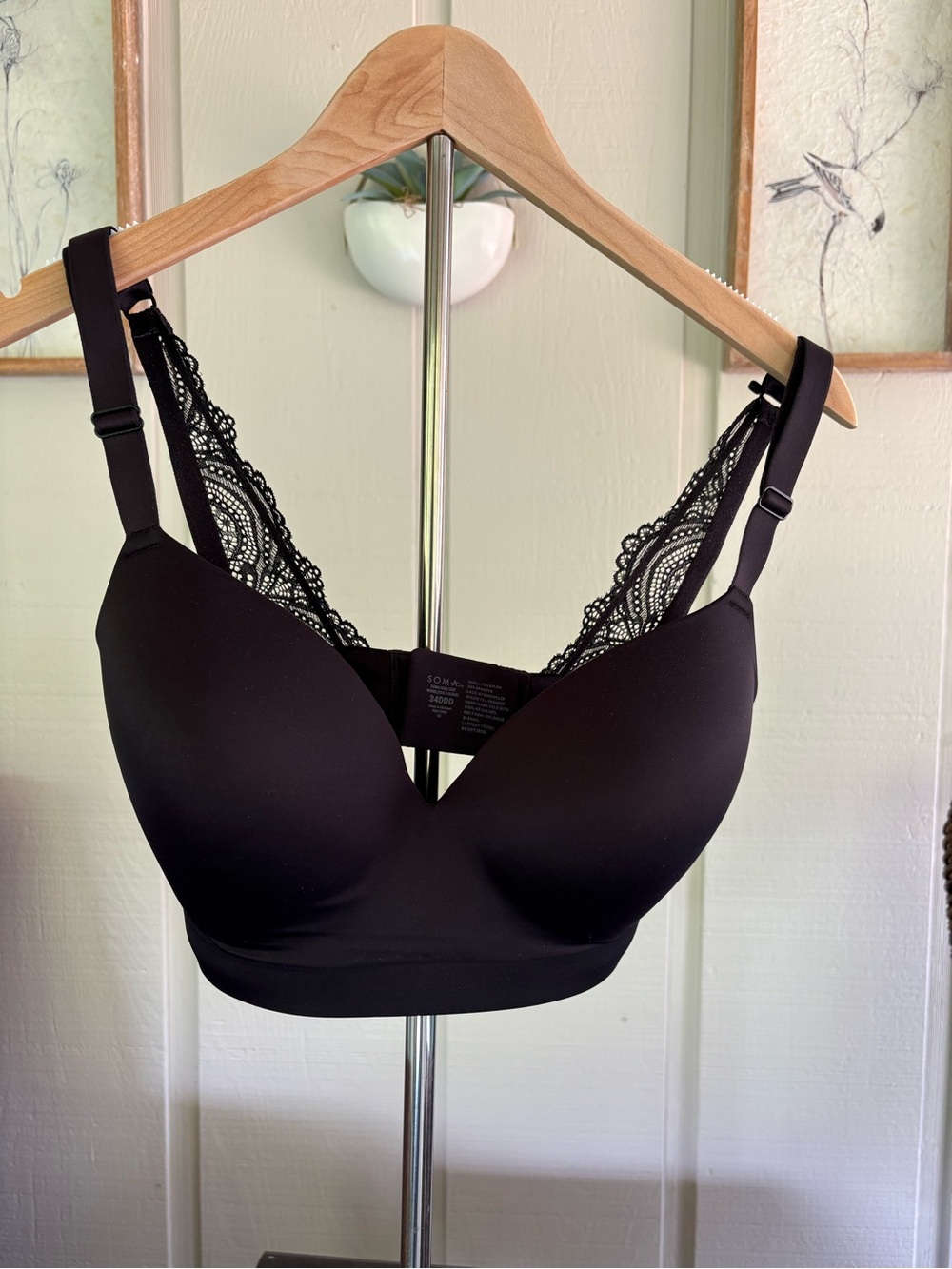 Soma Black Lace-Back Seamless T-Shirt Bra